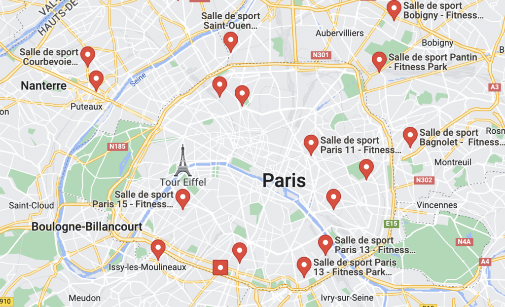 Paris Map - Gym - Fitness Park